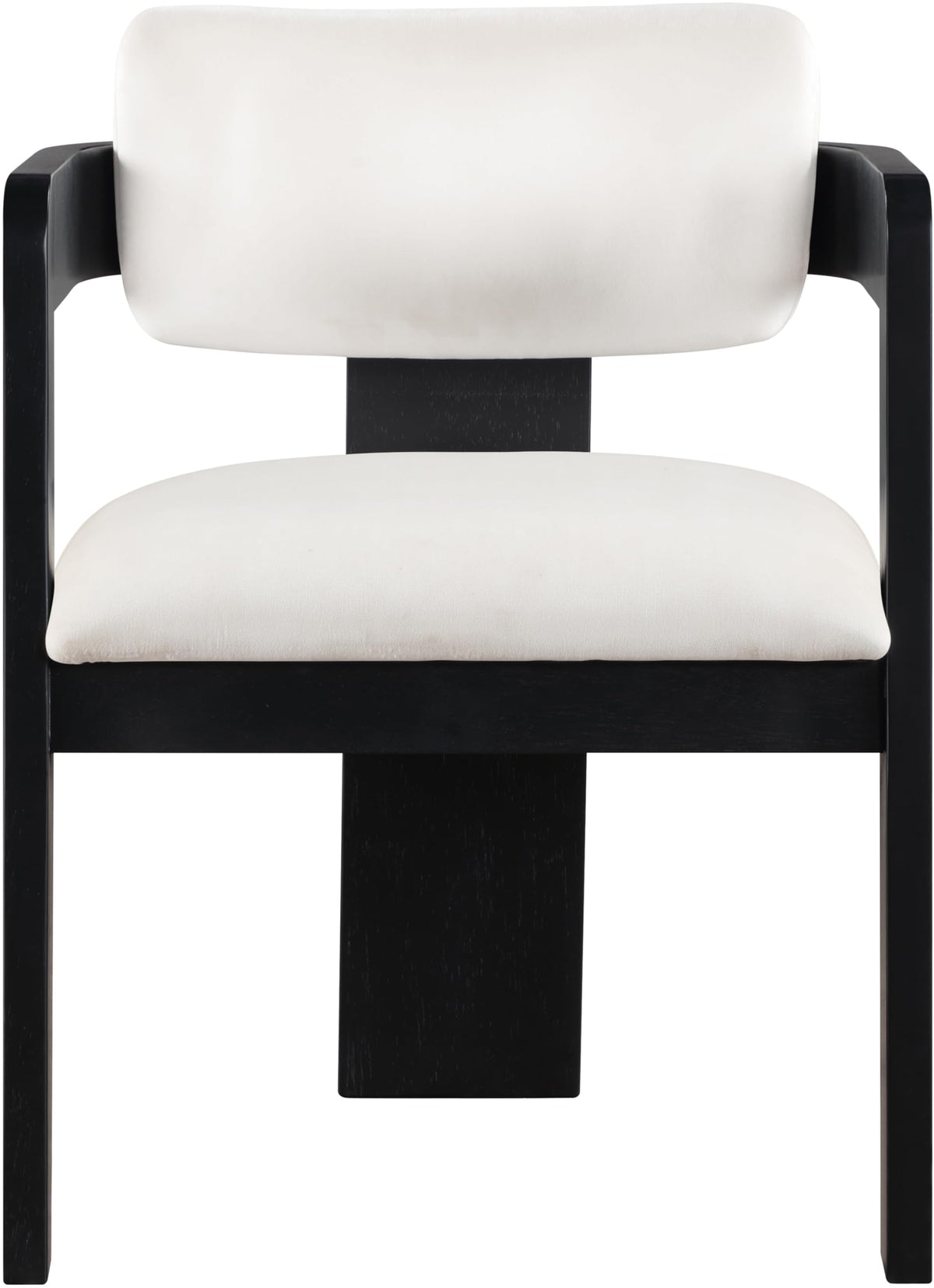 Meridian Furniture 11095Cream-C Sacha Collection Art Deco Dining Chair, Ultra Luxe Cream Velvet, 460 GSM Velvet, Solid Fluted Wood Black Finish, 22.5" W x 22" D x 31" H, Cream, Set of 2