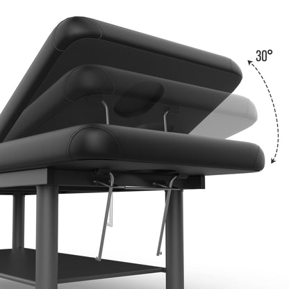 Heavy Duty Professional Stationary Massage Bed with Backrest - Wide Massage Table for Treatment, Physical Therapy, Spa & Facial Bed - Metal Frame, PU Leather (Segmented Structure)