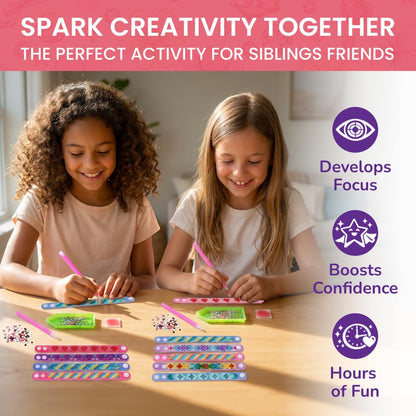 Diamond Art Bracelet Kit - Includes 6pcs - Bracelet Making Kit for Girls - Diamond Art Kits for Kids - Kids Diamond Art - Gem Art for Kids - Diamond Art for Kids - DIY Bracelet Making Kit for Girls