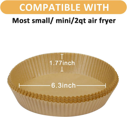 SIUDANGKA Mini Air Fryer Liners - 100 Pcs Non-Stick Parchment Paper Pads for 2QT Fryers | Compatible with Ninja, COSORI, Instant Vortex, CHEFMAN
