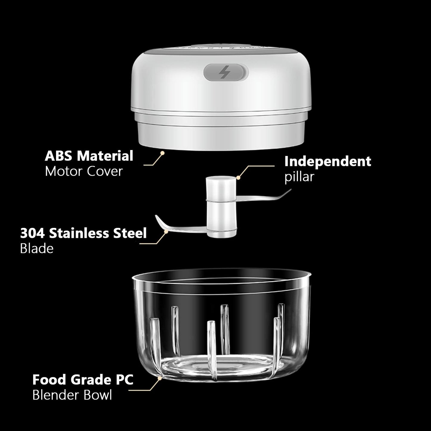 Electric Mini Garlic Chopper, 100ML Food Chopper Garlic Mincer USB, Portable Small Food Processor for Vegetables