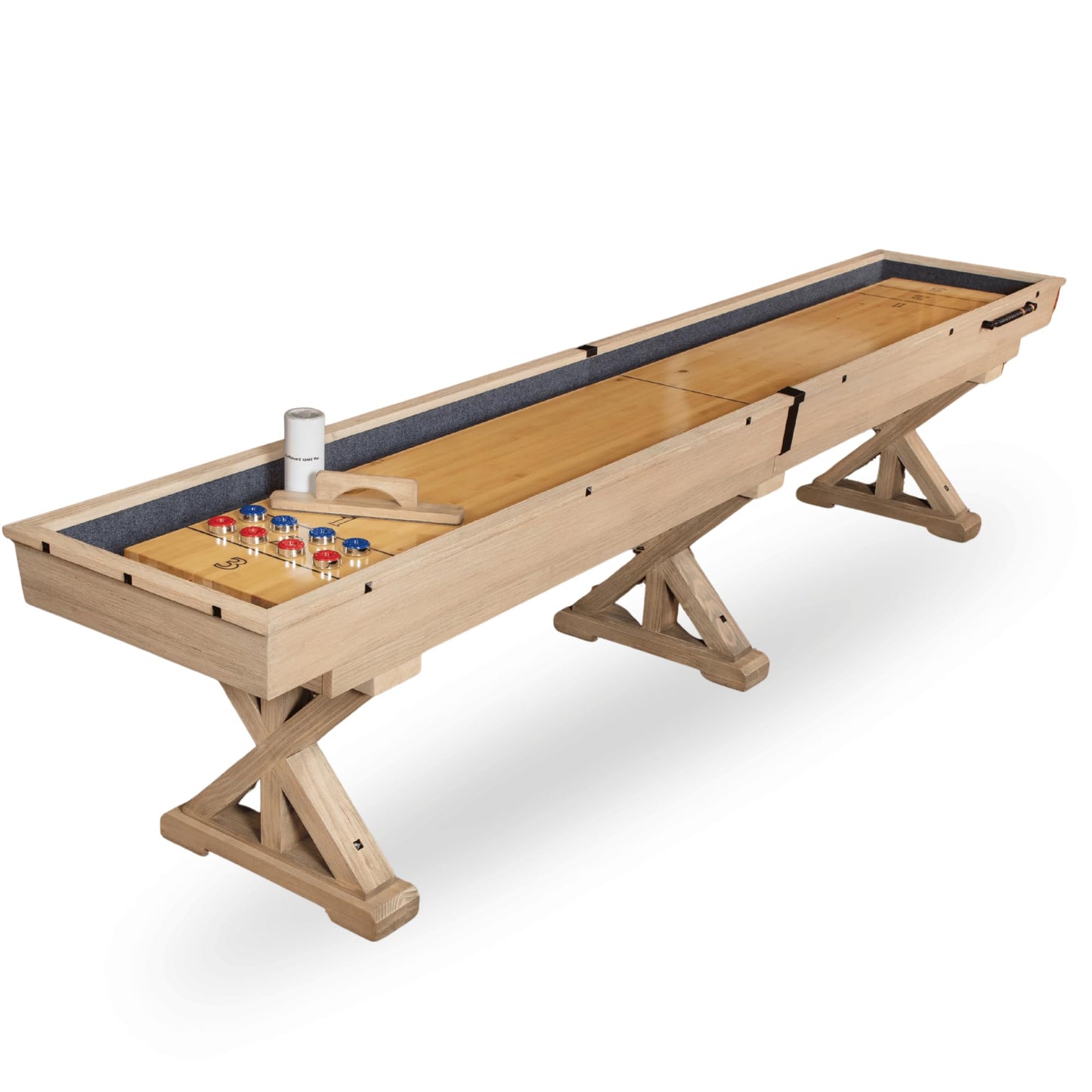 12 FT Solid Wood Shuffleboard Table, Comes in 2 6' Pieces Goes Around Stairs & Hallways, Multi Game