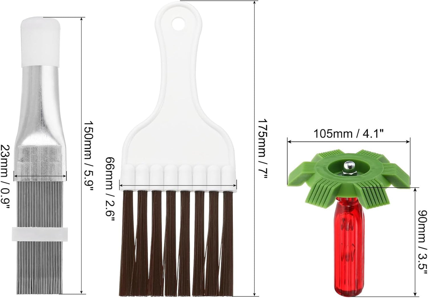 PATIKIL Air Conditioner Fin Comb, Stainless Steel Condenser Fin Straightener & Cleaning Brush Tool