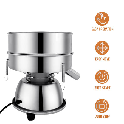 Automatic Sieve Shaker Machine, 110V Stainless Steel Vibrating Sifter with 40 & 60 Mesh Screens for Flour & Powders