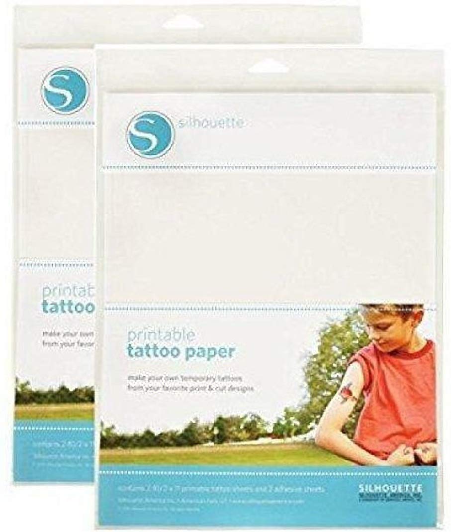 Silhouette America Temporary Tattoo Paper - Custom Designs with Silhouette Machine Print & Cut - Inkjet Printable Tattoo Paper, Easy Application/Removal - For Kids, Events, Promotions - 2 Pack, White