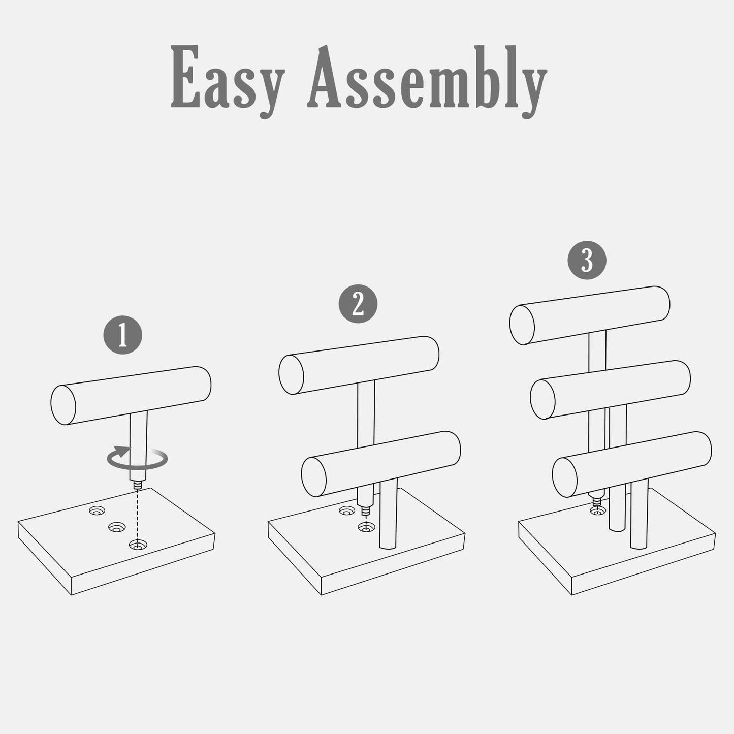 ProCase Bracelet Holder Display Bracelet Organizer, Wooden Bracelet Stand for Selling, T-bar Bangle Storage Rack Wood Watch Display Tower for Business - 3 Tier, Nature