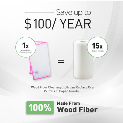 OnBrand Naturally Wood Fiber Cleaning Cloth, Microfiber Cleaning Cloths, 10 Pcs (12" x 10.7" Each), 8 Layers High-Density Super Absorbing Dish Cloths, Reusable General Kitchen Towel