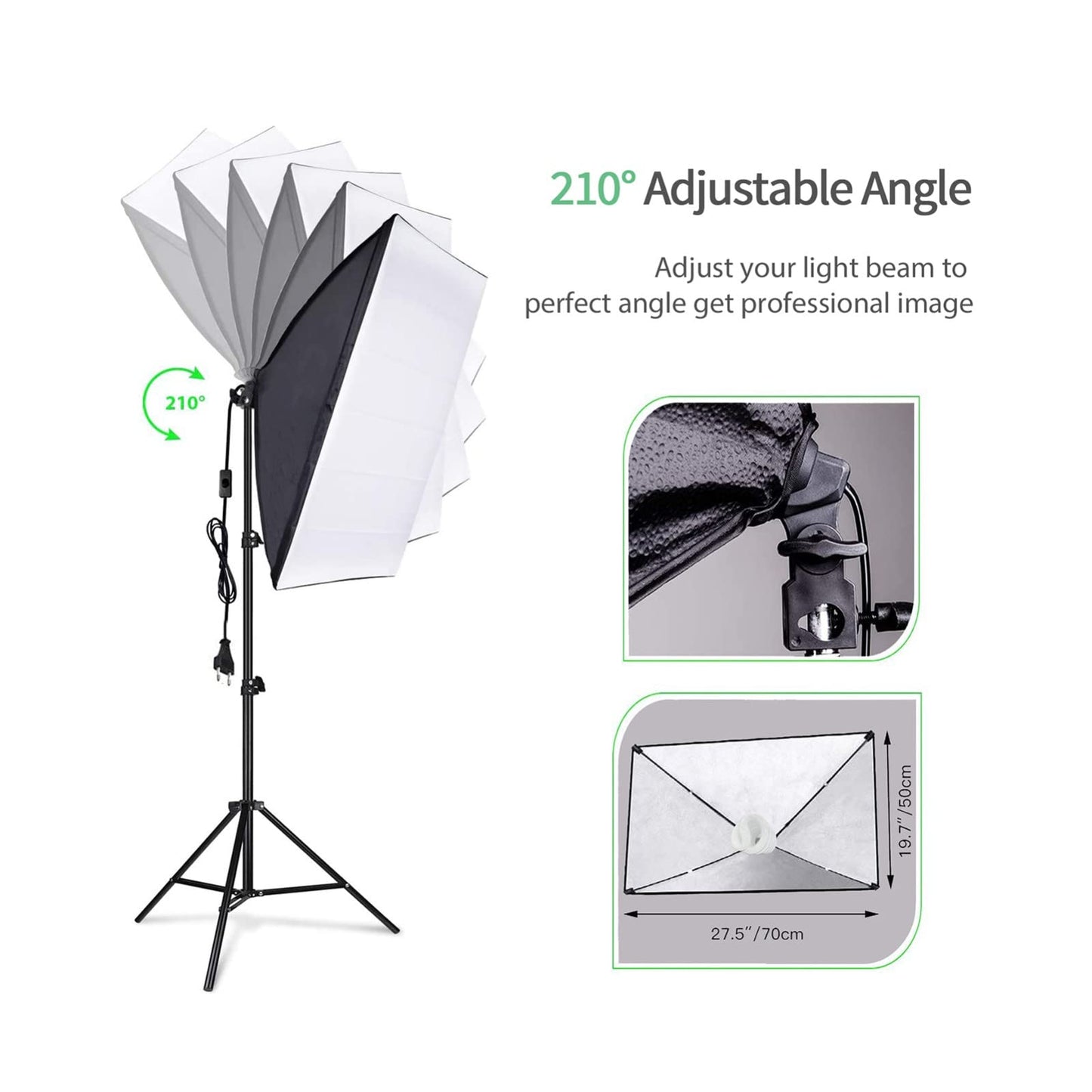 Backdrop Stands Photography Kit 1.8 * 2.7M Black White Green Backdrop 3*Fish-Like Mount Clip 5In1 Reflector 33" White Soft Light Umbrella