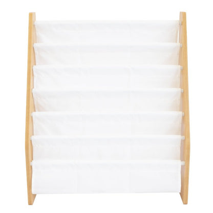 Humble Crew Kids Bookshelf, 6-Tier Front-Facing Book Display Organizer, Montessori Toddler Bookcase for Playroom, Bedroom & Reading Corner, White/Natural Wood