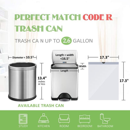2.6 Gallon 220 Counts Strong Drawstring Trash Bags Garbage Bags by Teivio, Bathroom Bin Liners, 2,2.5,3 Gal Small Plastic Bags for home office kitchen, fit Code R 10 Liter Trash Can