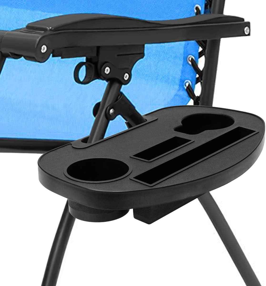 Zero Gravity Chair Tray with Cup Holder and Snack Slot - Black
