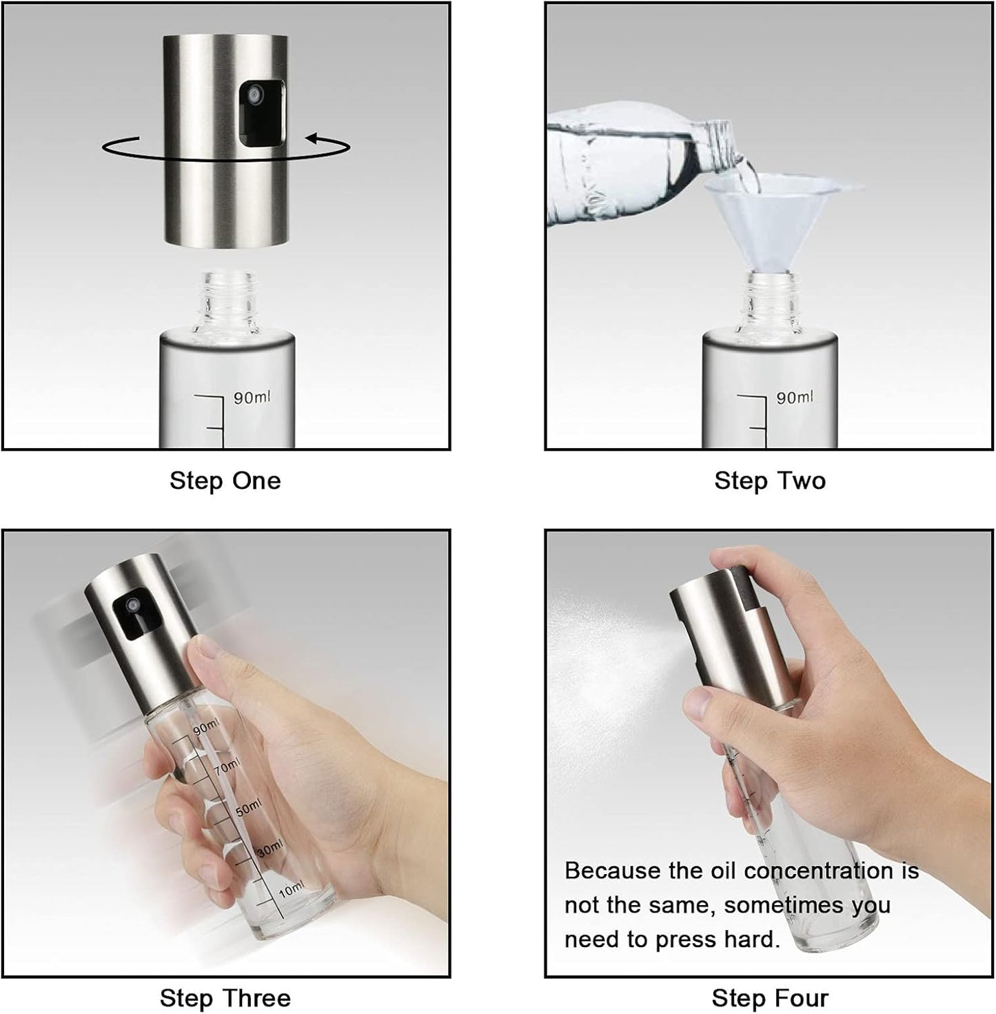 Olive Oil Sprayer for Cooking, 100ml Portable Glass Oil Spray Bottle for BBQ, Air Fryer, Baking, Grilling