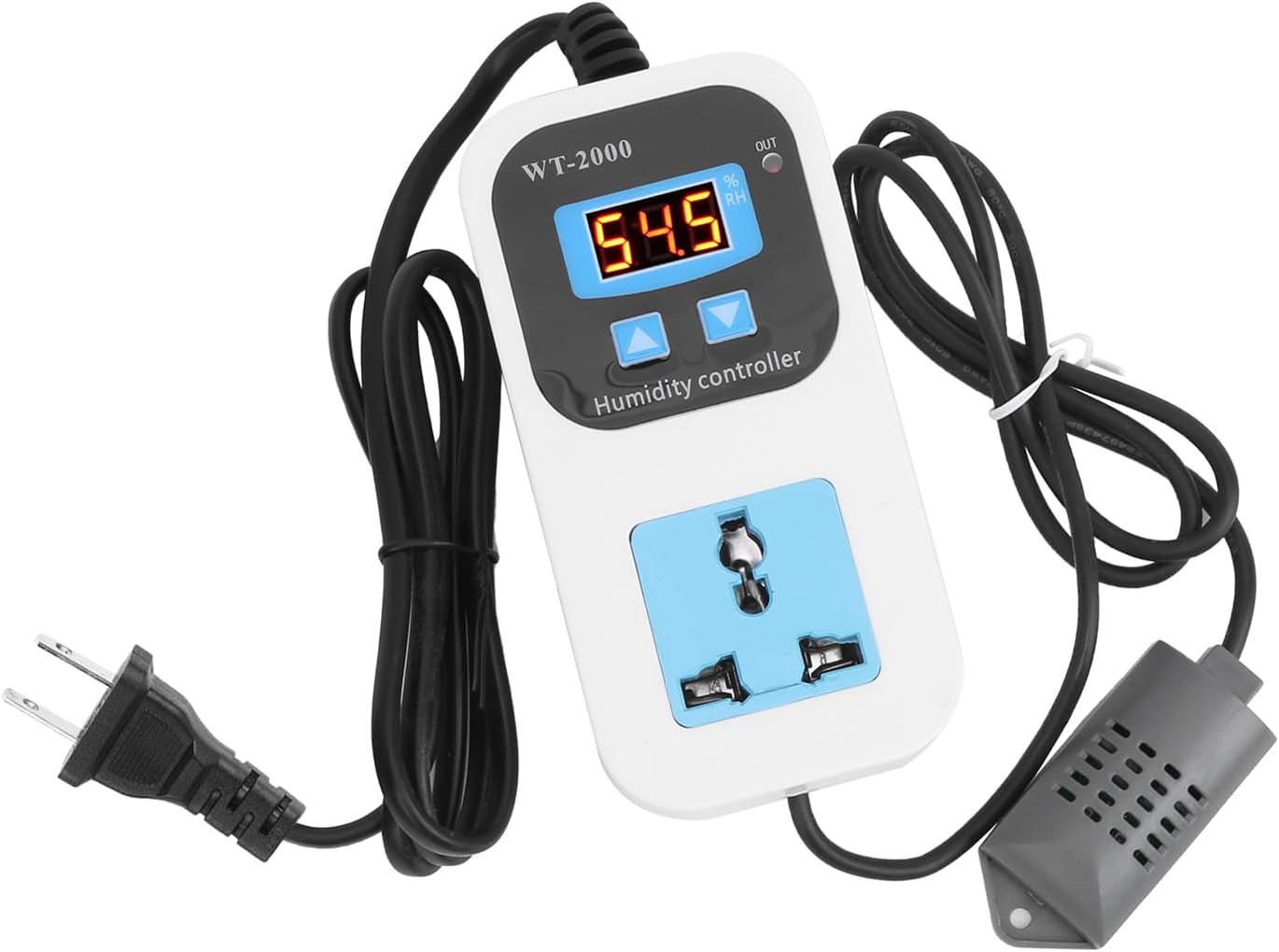 Fafeicy WT2000 Digital Humidity Controller, 110-220V Humidify Dehumidification Switch Socket, 0%~99% RH Control Range