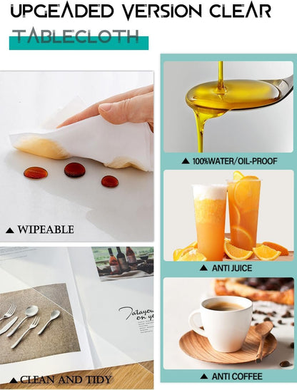 WingCanto 18X72 Inch 1.5mm Thick PVC Tablecloth Cover Clear Plastic Table Protector Transparent Vinyl Table Cloths