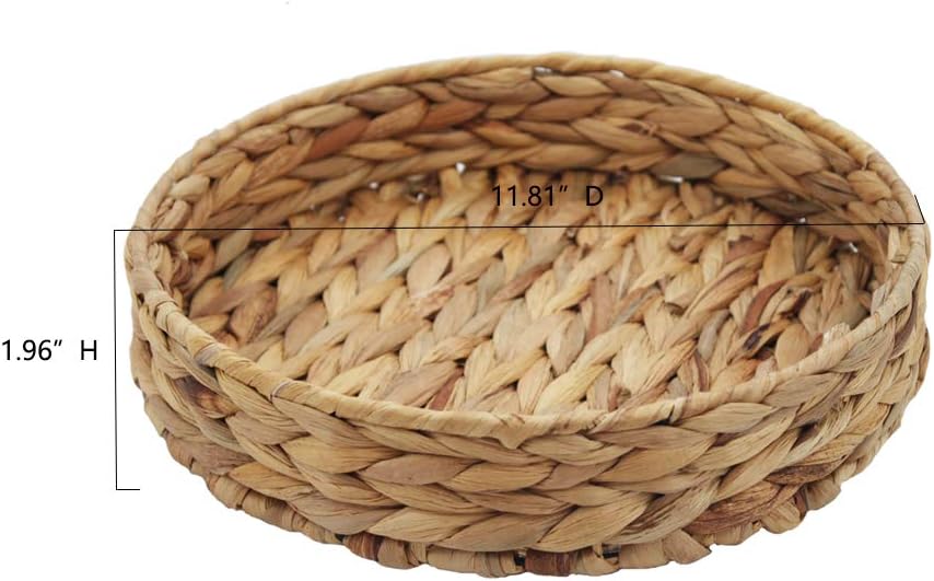 Fruit Tray Weaving by Grass, Round Bins for Vegetable and Arts and Crafts, Large