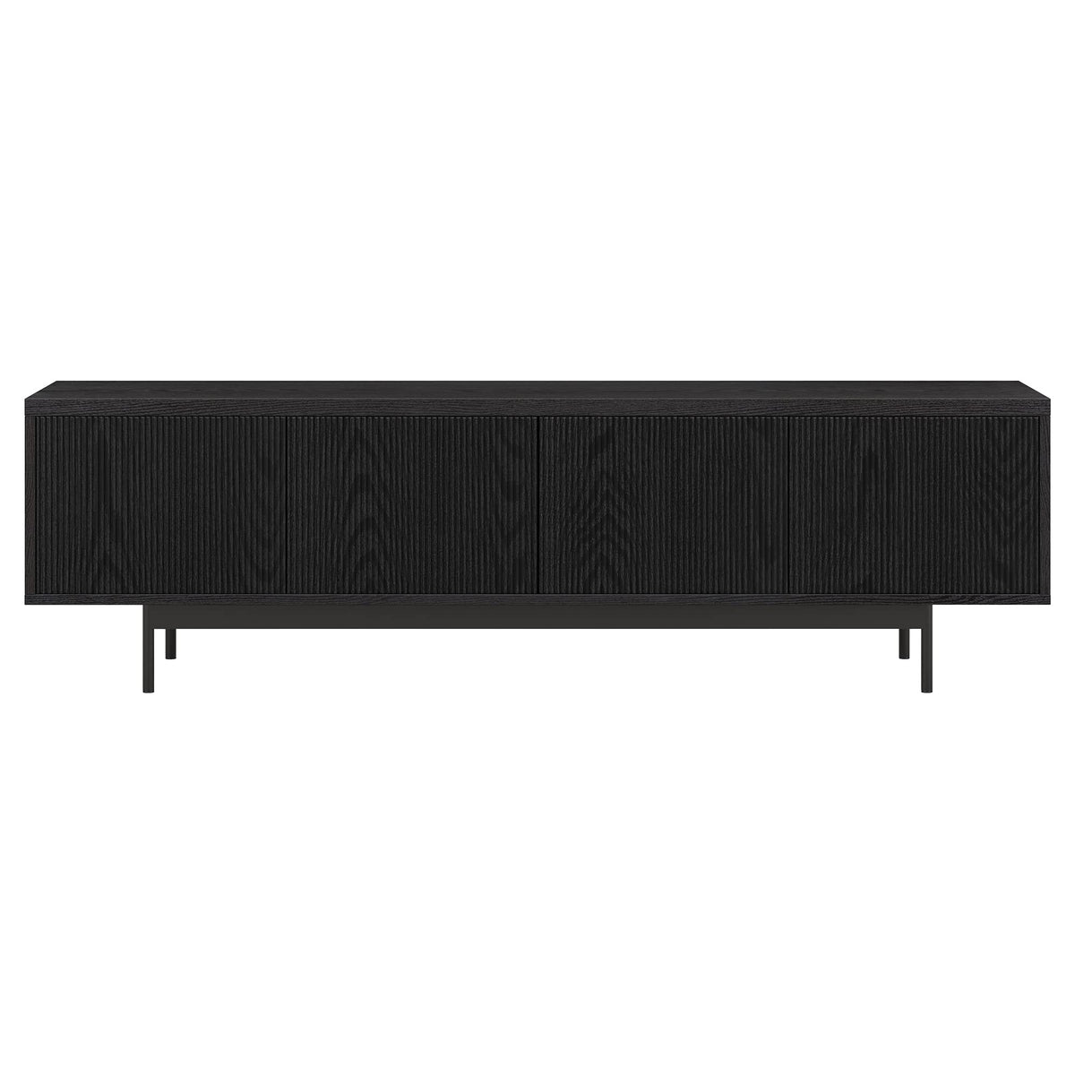 Henn&Hart Fluted TV Stand for TVs up to 75" with 2 Open-Concept Ribbed Storage Cabinets for Living Room, Family Room, or Office, Natural Black