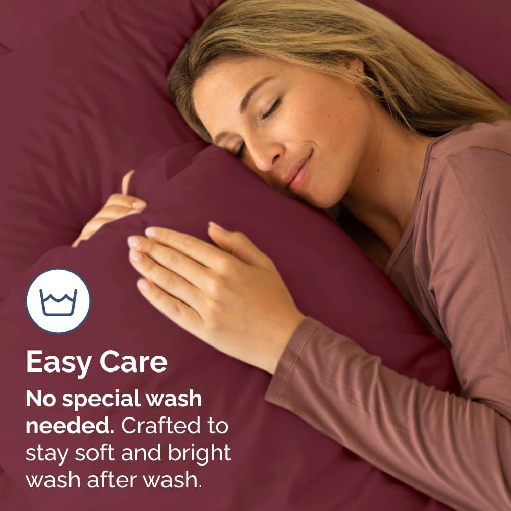 Queen Pillow Cases by LuxDecor - Ultra Soft Hotel Quality - Wrinkle Free & Stain Resistant - Burgundy 2-Piece Set