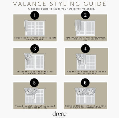 Elrene Home Fashions Versailles Room-Darkening Faux-Silk Waterfall Window Valance, 52" x 36", Chocolate Brown