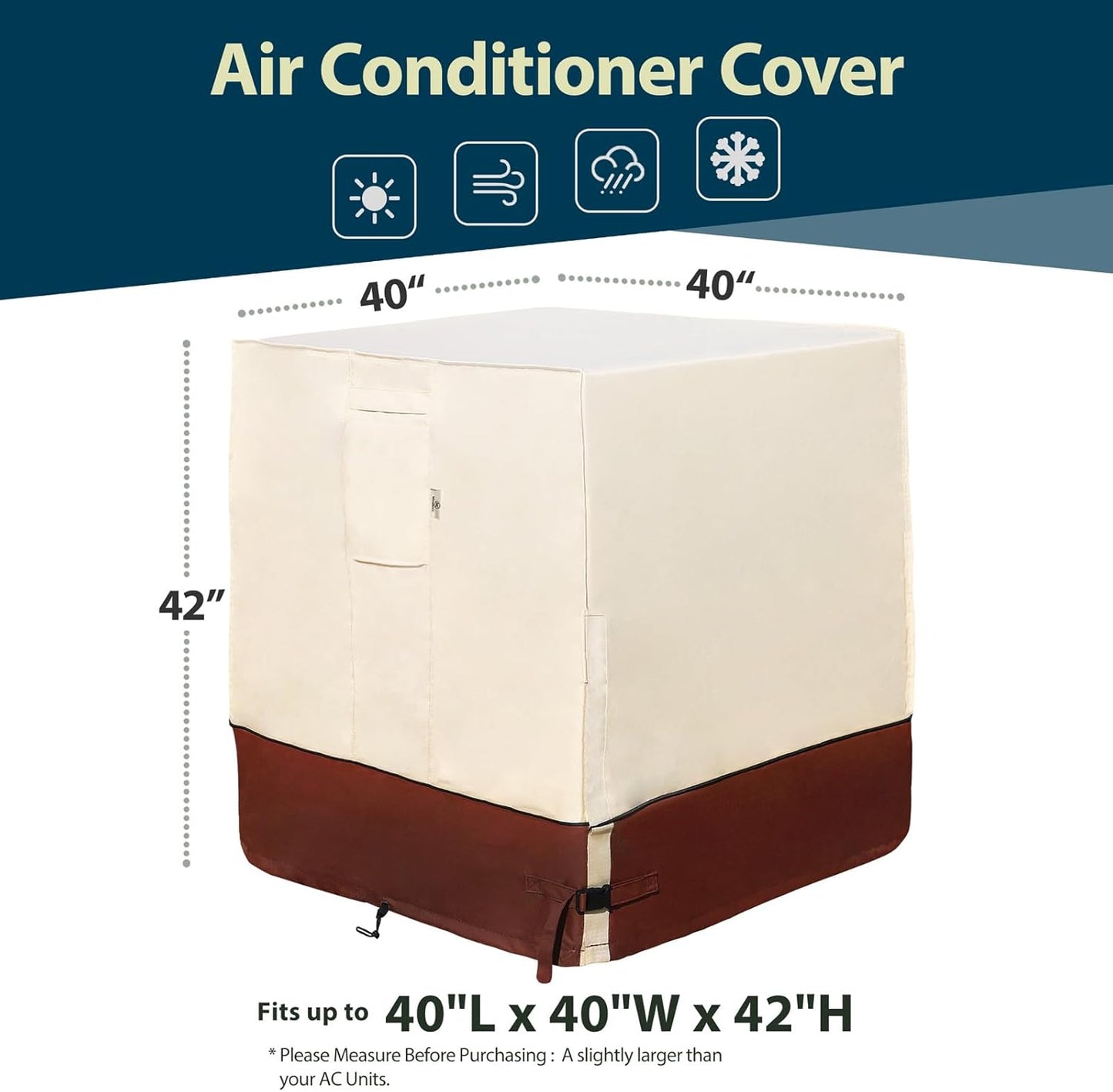 Air Conditioner Cover for Outside Units-40'' Durable 600D AC Covers for Outside Unit Waterproof & Resistant