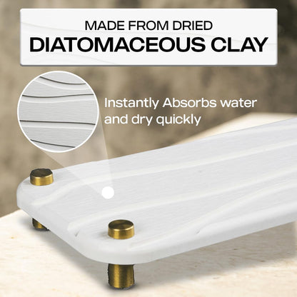 2-Piece Water Absorbing Stone Tray Set – Fast-Dry Diatomite Soap Trays for Bathroom & Kitchen Sink, Gold Finish