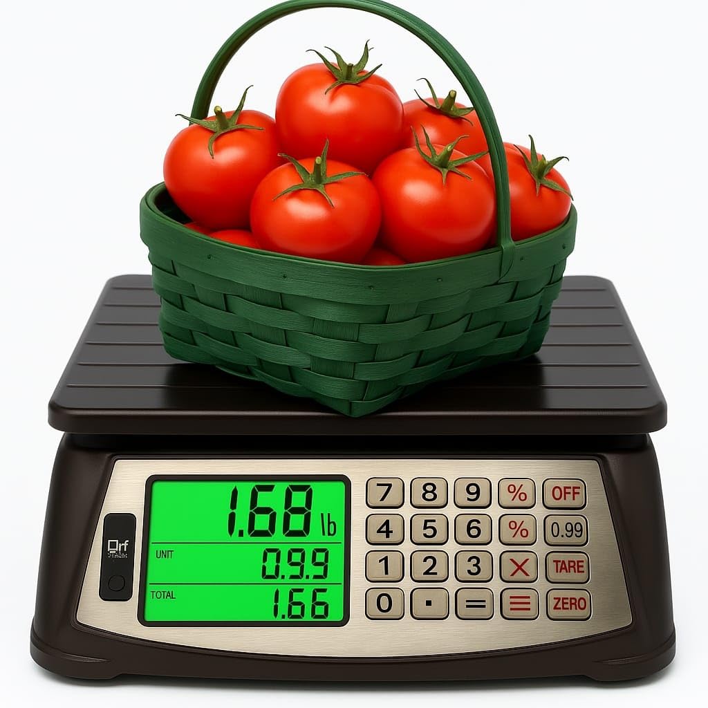 Price Computing Scale, Commercial Food Scale, Counting Function,66lb/30kg,1g, Rechargeable, Waterproof Design, Stainless Steel Keys,Large LCD for Produce, Farmers Market, Grocery, Deli, Meat, Retail