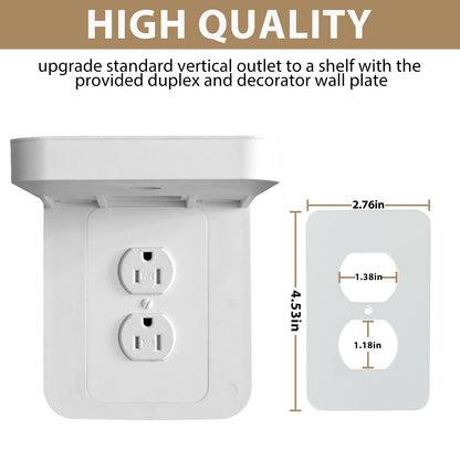Outlet Shelf Holder Fit for Decorator Receptacle, Bathroom Decor Built-in Cable Management,Space Saving Homepod Mini,Google Home/Echo/Smart Speakers/Electric Toothbrush/Cell Phone (Decora)