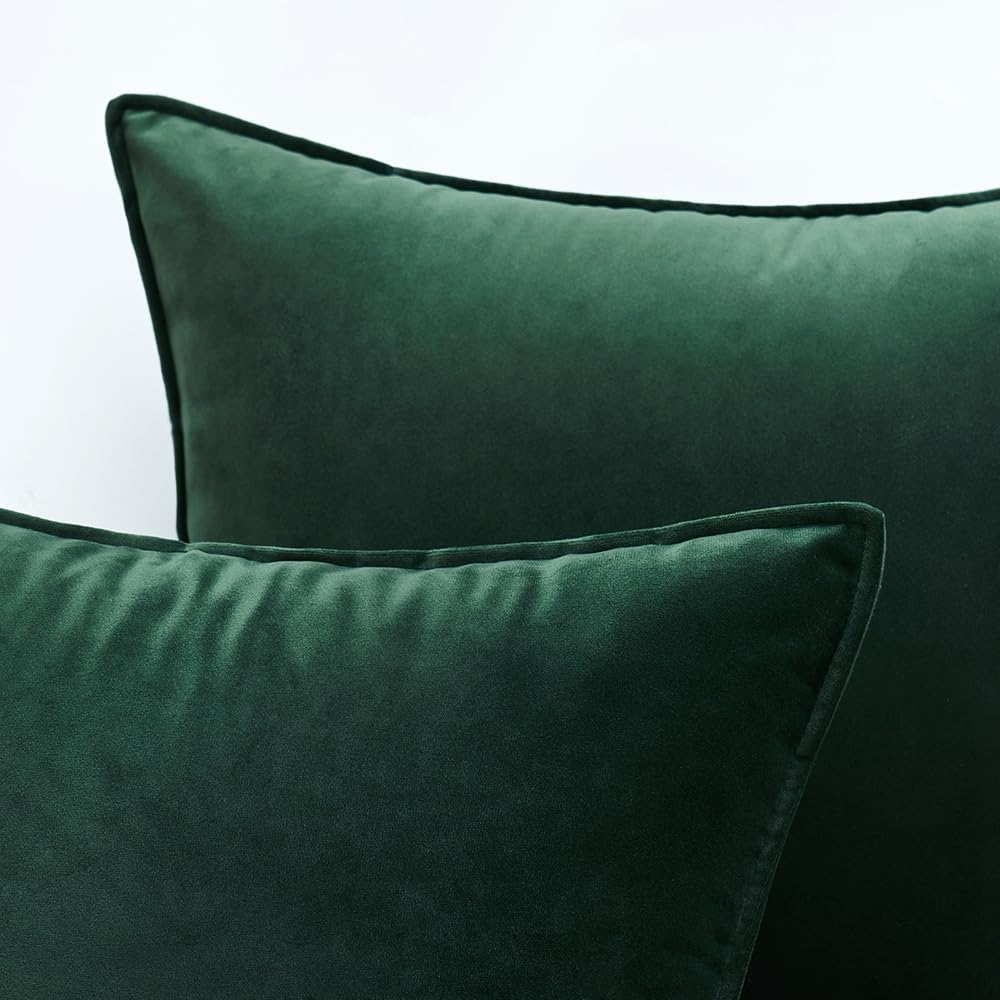 MIULEE 2 Pack of 16x16 Inch Army Green Christmas Decorative Velvet Throw Pillow Covers