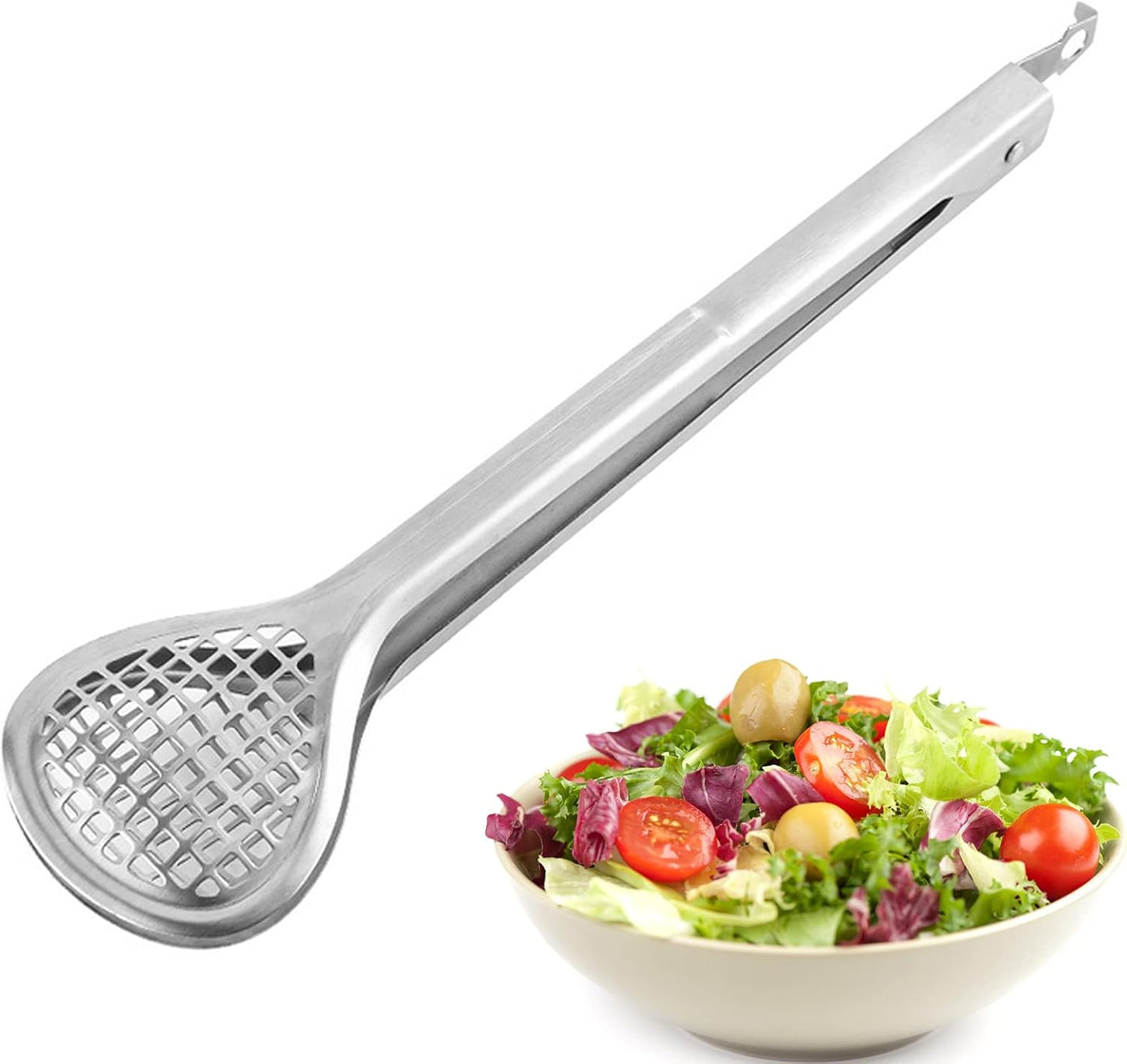 L/V Stainless Steel Kitchen Tongs, Adjustable Range Cooking Tongs for Salad, Barbecue, and Toast, Multifunction Locking