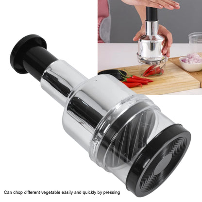Manual Food Chopper Stainless Steel Vegetable Cutter for Onions Garlic Nuts Salads Hand Operated Kitchen Prep Tool