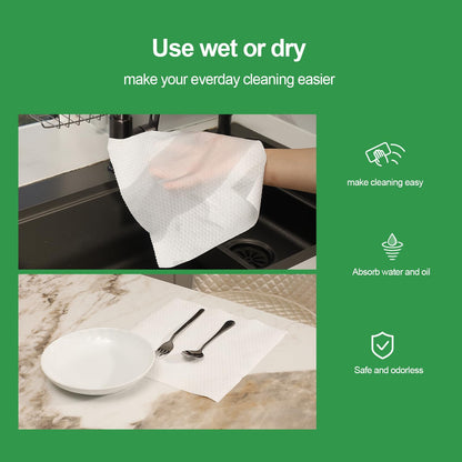Disposable Kitchen Cloths – Wet/Dry Dish-Use Dishcloth, Super Durable, Reusable Paper Towel – Used for Various Cleaning Scenarios – 4 Roll 200 Sheets （White）