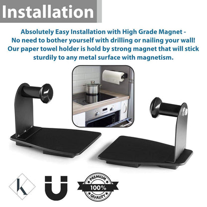Katzco Magnetic Paper Towel Holder – 12x4x3-Inch, Adjustable with Magnet Pads, Set of 2