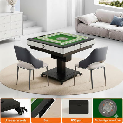 EDILLY Automatic Mahjong Shuffle Table, Folding Mahjong Table, 4 Legs, 4 Wheels, 4 Drawers, Chinese American Style, with 2 Sets of Tiles