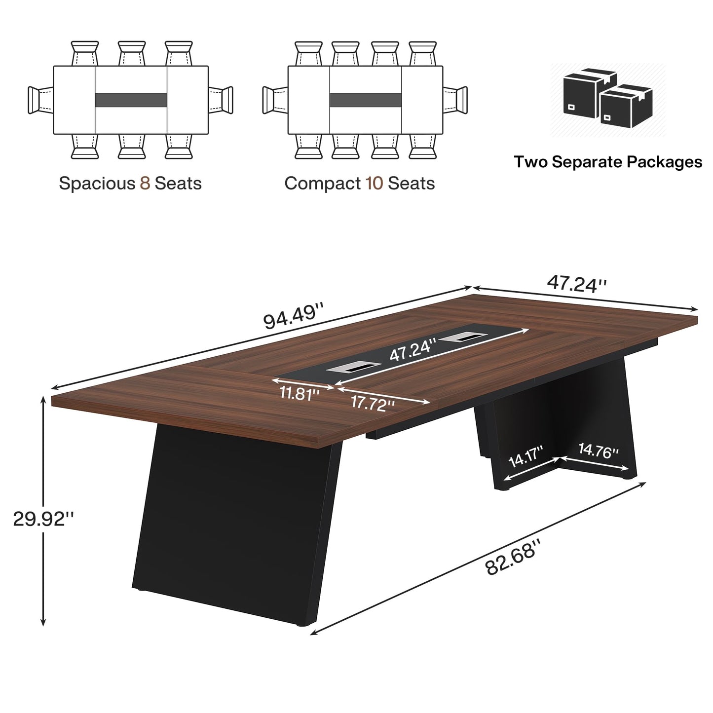 Tribesigns 8ft Conference Table, Large Meeting Table for 8-10 People, Business Seminar Furniture for Office Conference Room