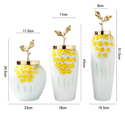 Sculpture Vase Vase Ceramic Floor Dry Flower Art Decoration Ornament Flower Arrangement White Handcrafted Living Room Crafts (Size : 43cm*11cm)
