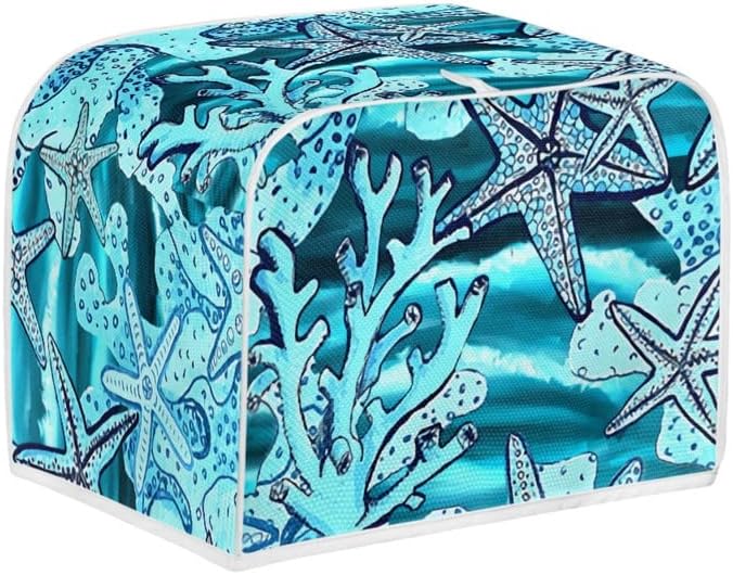 Starfish Blue Toaster Dust Cover, Polyester Fabric, 2/4 Slice, Dust and Fingerprint Protection, Machine Washable