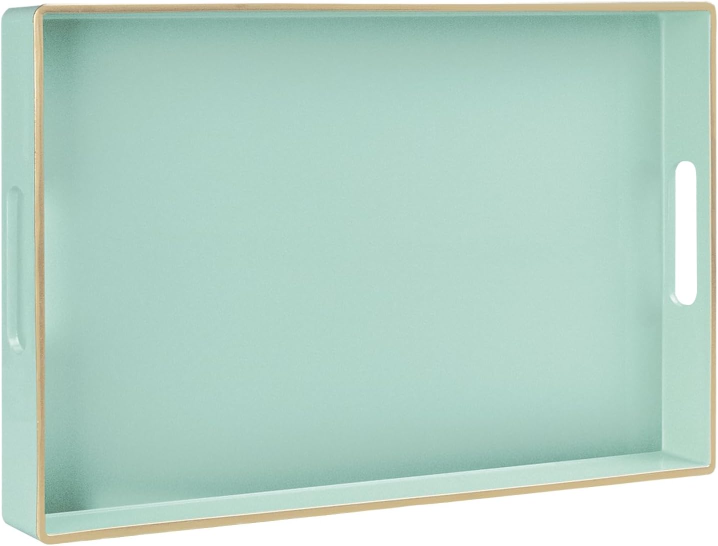 15.8 10.2 1.4" MAONAME Mint Green Serving Tray with Handles, Modern Decorative Trays for Coffee Table, Plastic
