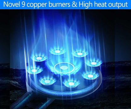 Horynar Propane Stove 2 Burner Gas Stove Novel 9 Copper Propane Burners Auto Ignition Tempered Glass with LPG CSA Hose for Outdoor Cooking,Emergency