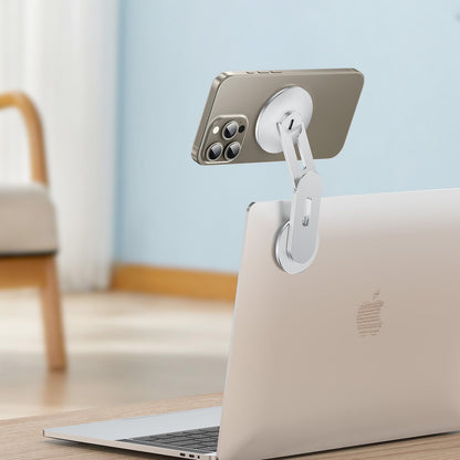 Laptop Phone Holder, Magnetic Phone Stand 15W Fast Wireless Charger for MagSafe for iPhone 17/16/15/14/13/12 & All Phones for Tesla (Silver)