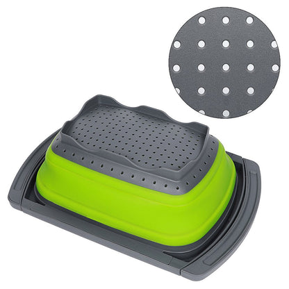 Qimh Colander collapsible, Colander Strainer Over The Sink Vegetable Fruit Strainer Basket (6 Quart) with Extendable Handles, New Kitchen Essentials