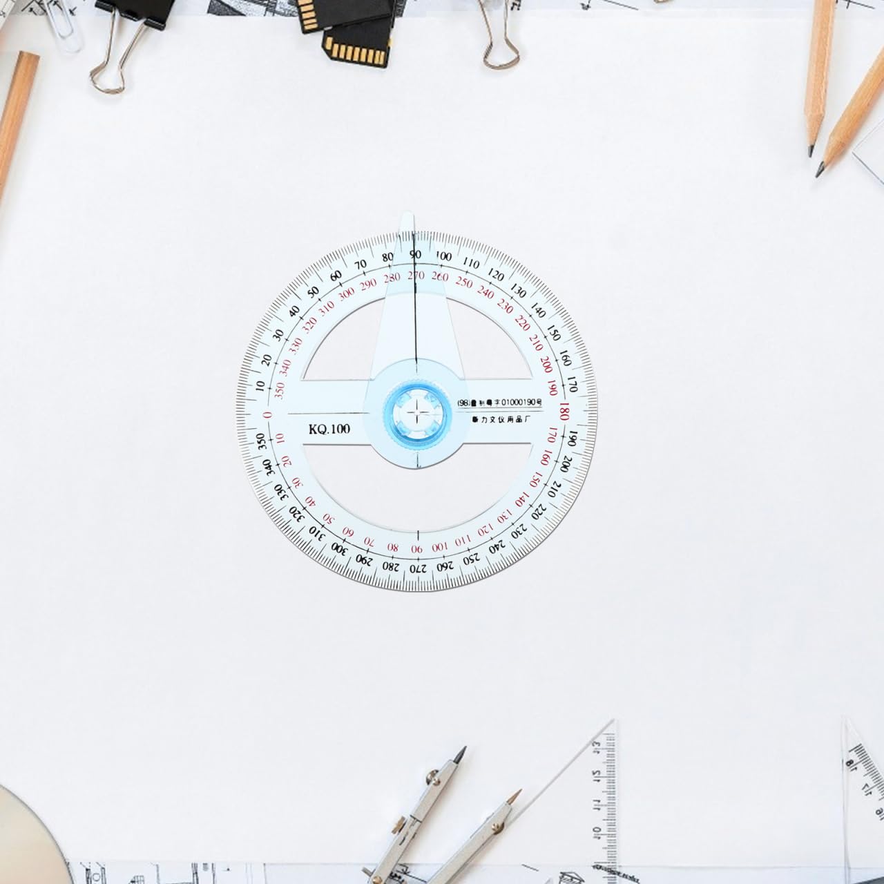 iplusmile 10 Pcs 360 Degree Circle Protractor with Swing Arm 4 Inch Plastic Angle Finder Measuring Ruler for School Geometry Drafting and Woodworking Classroom Bulk Sky Blue