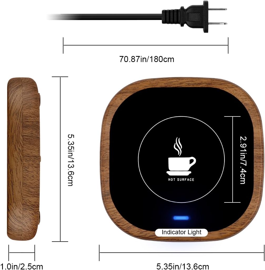 Coffee Mug Warmer, Candle Warmer for Desk with Auto Shut Off, Mug Warmer for Coffee, Tea, Hot Chocolate (Wood Grain)