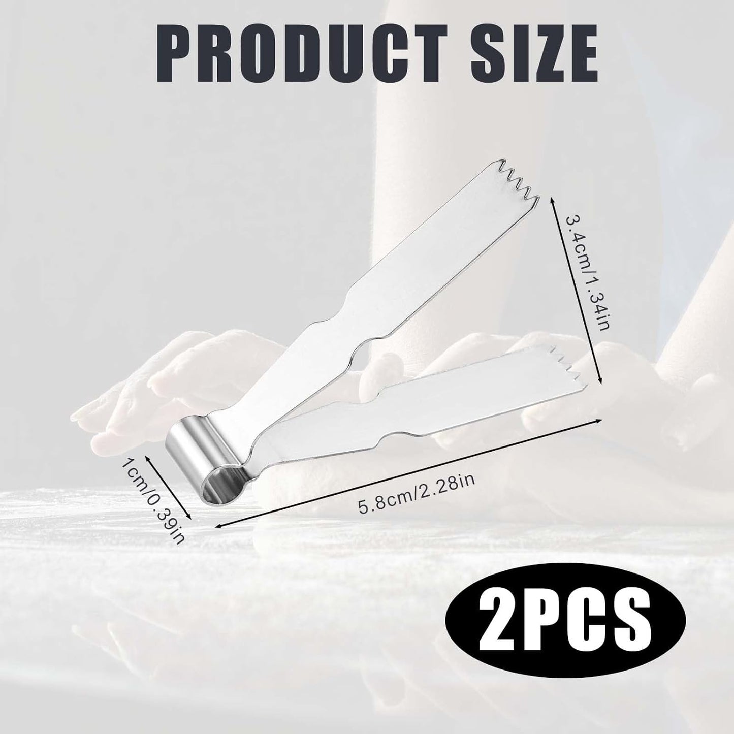 2pcs Maamoul Tweezers, Stainless Steel Pastry Tongs Baking Crimper Tool for Decorating Maamul Cookies