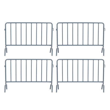 AdirPro 5 ft Crowd Control Barricade, 4-Pack | Interlocking Steel Barricade Fence | Heavy-Duty 16-Gauge Weatherproof Steel | for Events, Construction, Road Closure & Parking Lots
