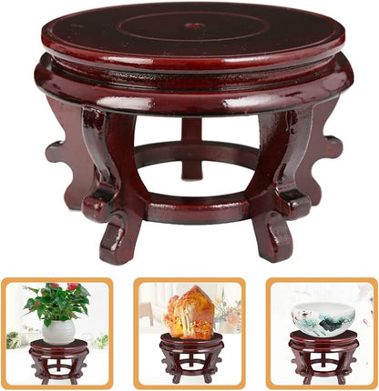 YARNOW Wooden Plant Stand, Rustic Flower Pot Base Holder Stool, Oriental Style Plant Saucer for Vase Display