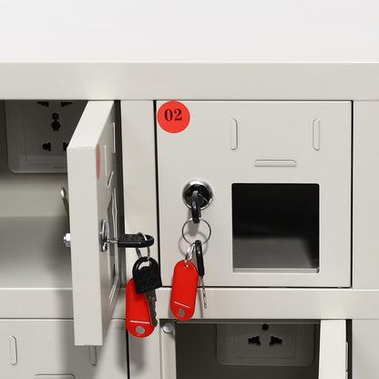 QUEWATSA 9 Slots Cell Mobile Phone Steel Locker with Lock, Cell Phone Locker with Charging Station, Cellphone Locker for Schools, Conference Rooms, and Offices