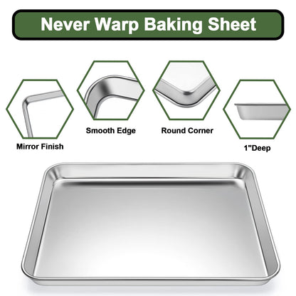 Baking Sheet Tray Cooling Rack with Silicone Baking Mat Set, Stainless Steel Cookie Pan For Oven, Set of 9 (3 Sheets + 3 Racks + 3 Mats), Warp Resistant & Heavy Duty & Easy Clean, Red