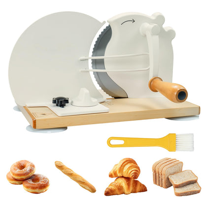 Manual Bread Slicer for Homemade Sourdough Bread with Strong Suction Cup,Adjustable Thickness Bread Cutter for Homemade Bread,Hand Crank Bread Slicer with Scale Line & Stainless Steel Serrated Blade