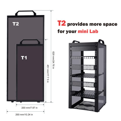 GeeekPi 12U Network Rack, 10 inch Mini Server Rack for Network, Servers, Audio, and Video Equipment, DeskPi RackMate T2 Rackmount, 10.23 inch Depth