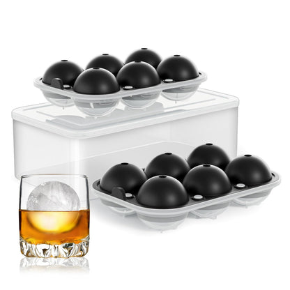 Large Ice Cube Tray for Whiskey: 2.5 Inch Silicone Ice Ball Maker - Circle Ice Cube Tray - Round Ice Sphere Maker for Old Fashioned Bourbon Whisky