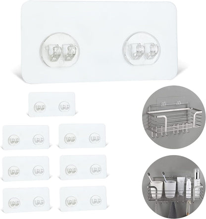YOLOPLUS+ Shower Caddy Adhesive Hooks - Strong No-Drill Sticker Hooks for Bathroom & Kitchen | 8 Pack